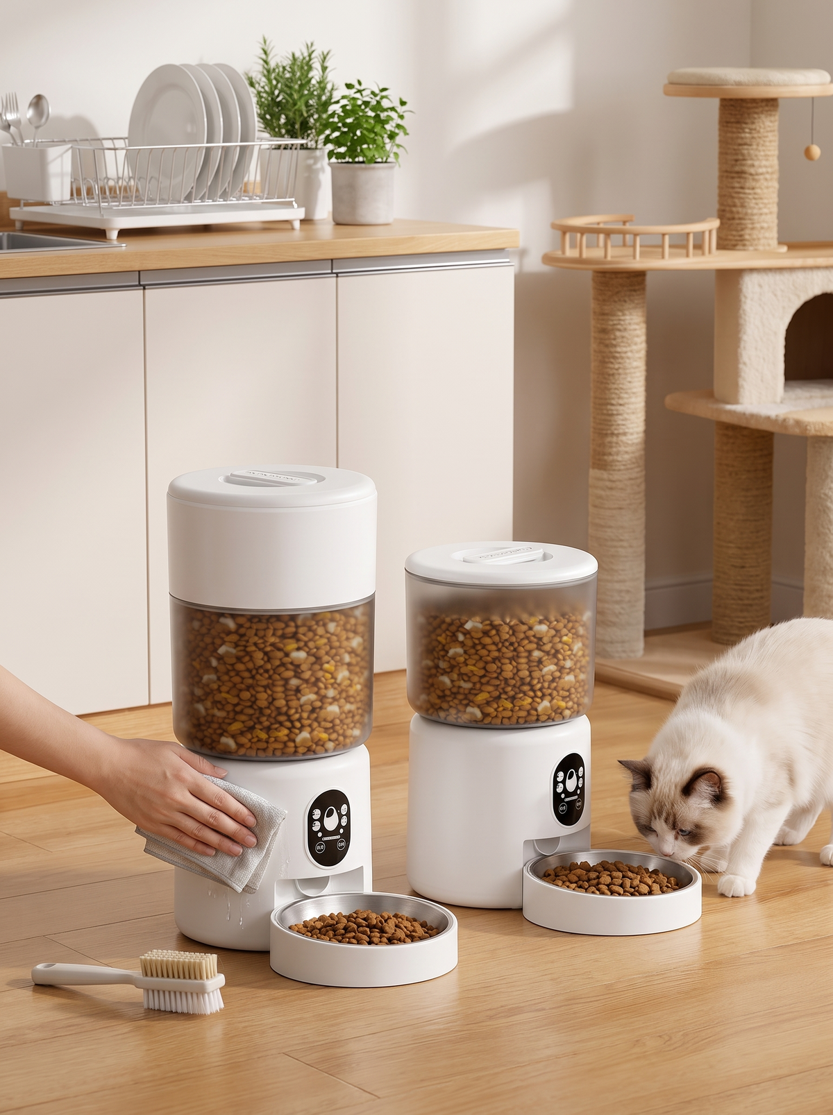 Wi-Fi Smart Pet Feeder stainless steel bowl being cleaned