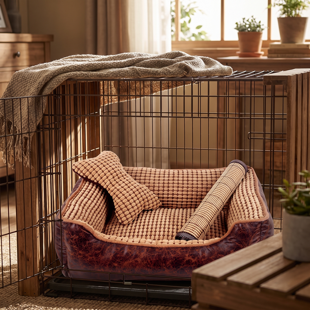 Plush Kennel Bed Set lifestyle