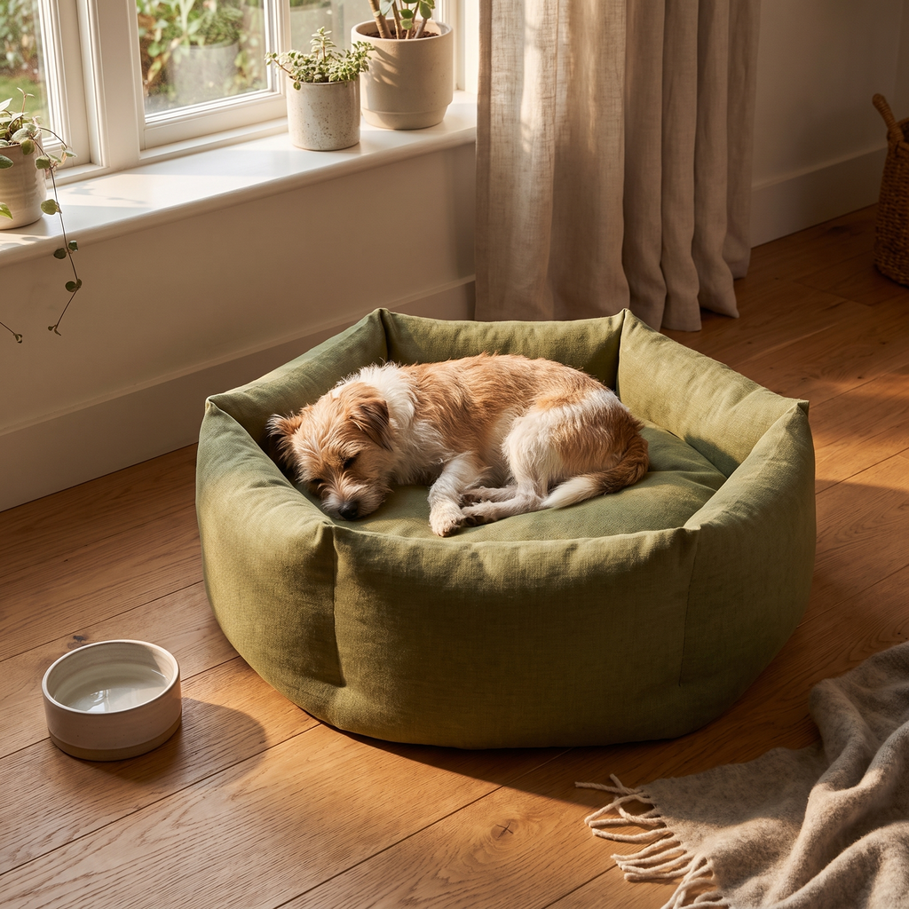Round Plush Pet Bed lifestyle